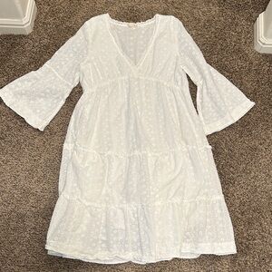 White Boho Midi Dress